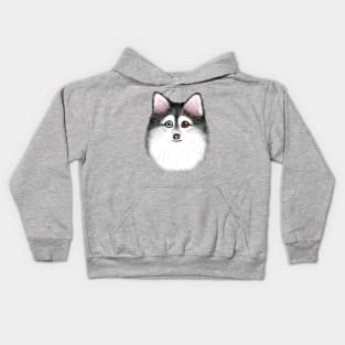 Grey and White Pomsky Kids Hoodie